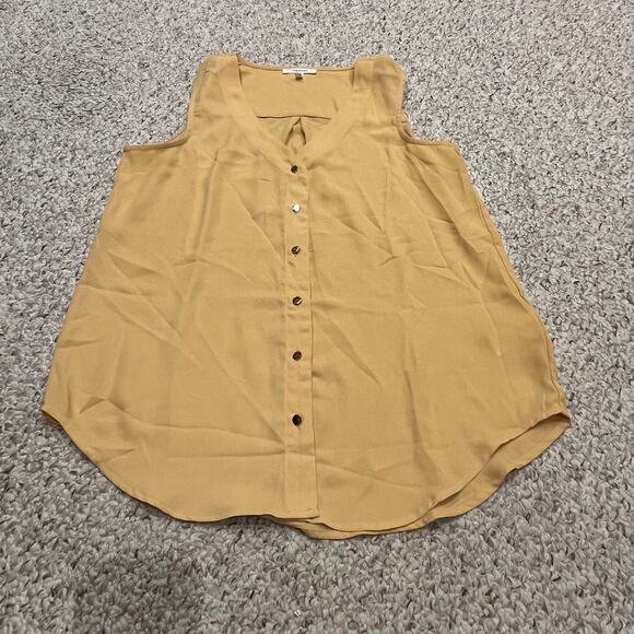 Maurices Button Front Sleeveless Blouse Sz S Gold Casual Career Office - Picture 1 of 5